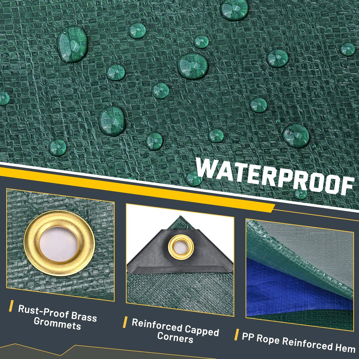Kesfitt Tarp Heavy Duty Waterproof 8x10FT,16 Mil Thick Tarps (Green/Blue)
