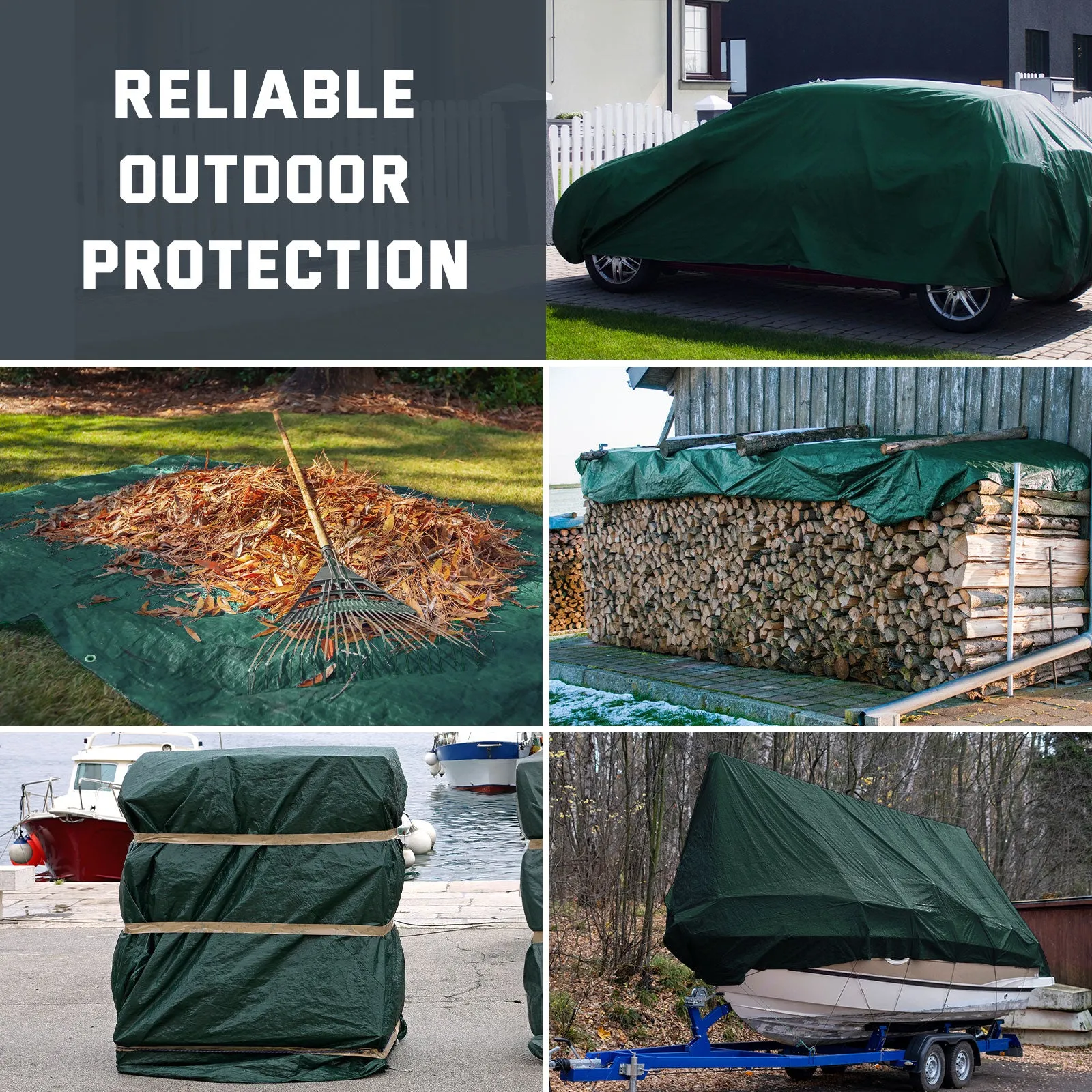 Kesfitt Tarp Heavy Duty Waterproof 8x10FT,16 Mil Thick Tarps (Green/Blue)