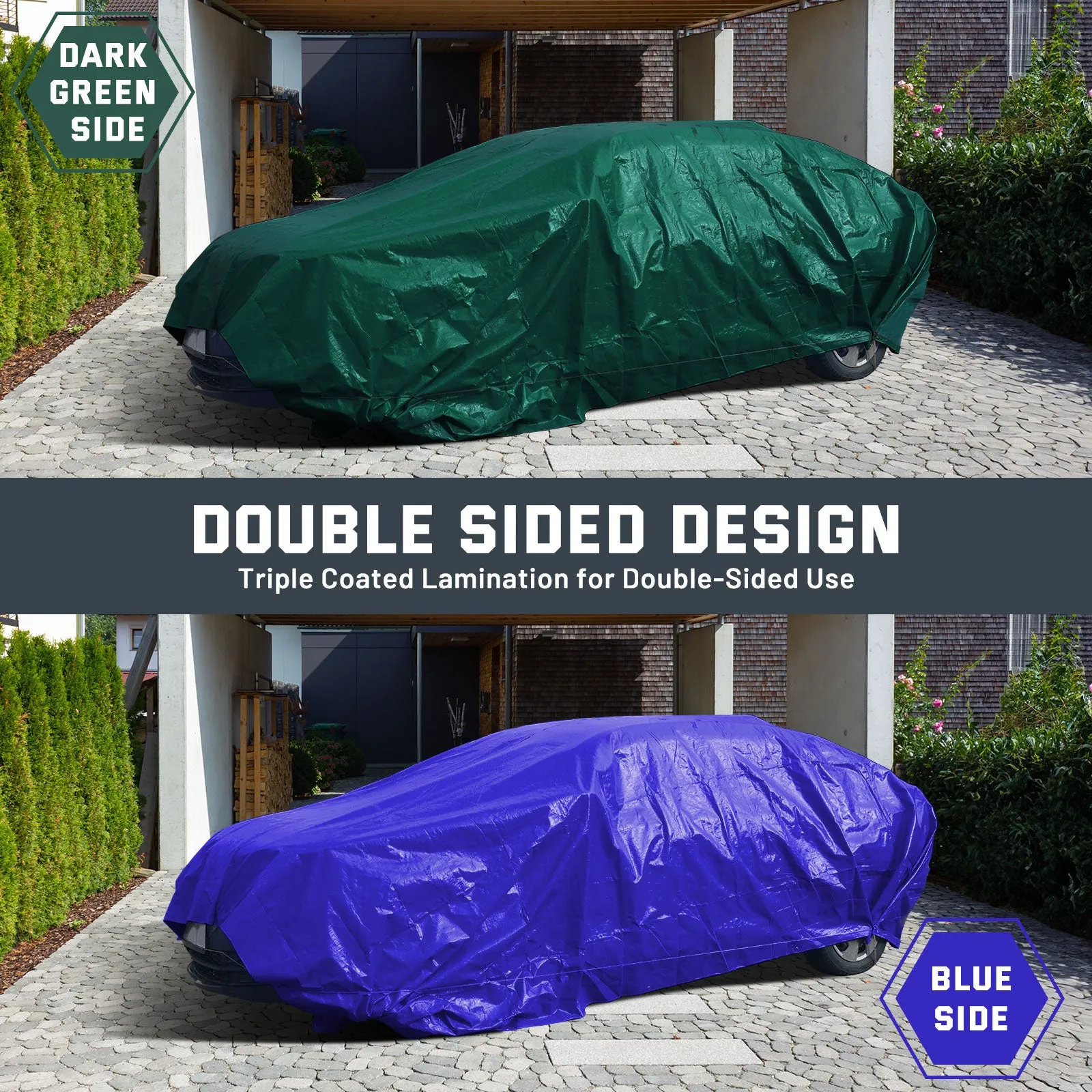 Kesfitt Tarp Heavy Duty Waterproof 8x10FT,16 Mil Thick Tarps (Green/Blue)