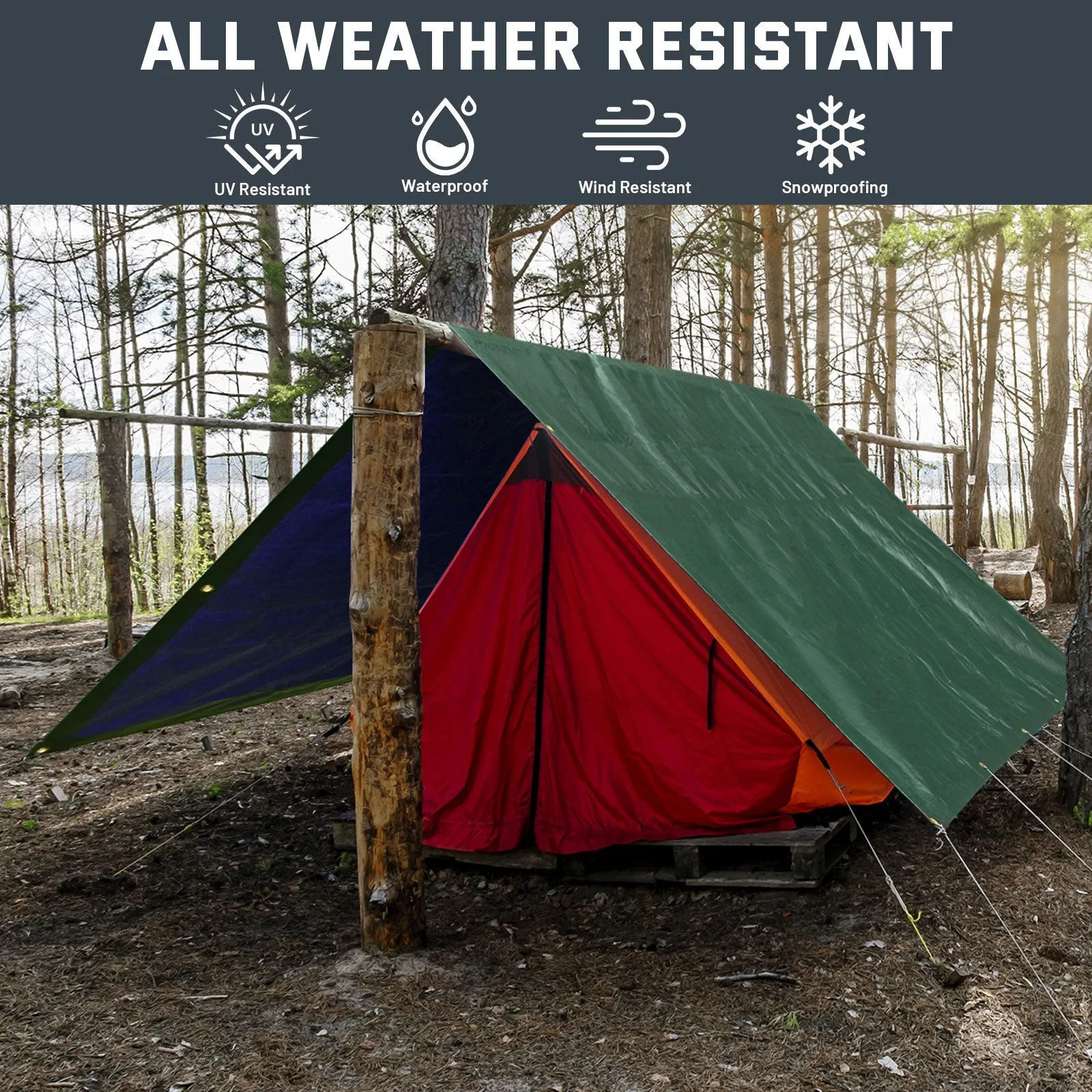 Kesfitt Tarp Heavy Duty Waterproof 8x10FT,16 Mil Thick Tarps (Green/Blue)
