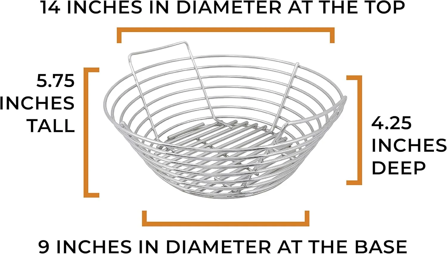 Kick Ash Basket Stainless Steel Charcoal Ash Basket, Fits Big Green Egg Grill, Large - Designed in Wisconsin