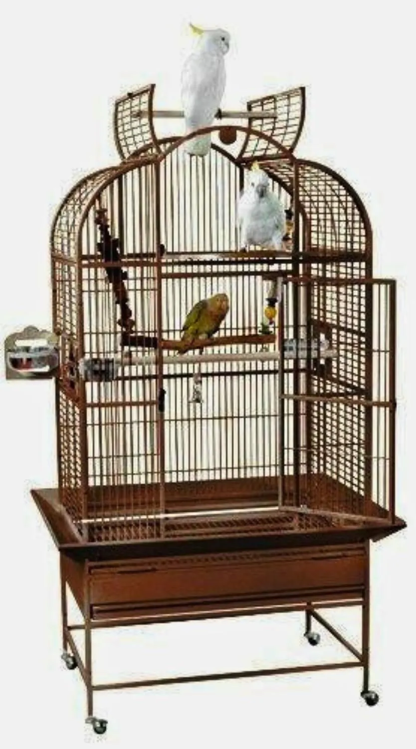 King’s Cages Superior Powder Coated Parrot Cage - 32" W x 23" D x 64" H, 5/8" Bar Spacing, 110 Lbs - Secure & Spacious (COPPERTONE)