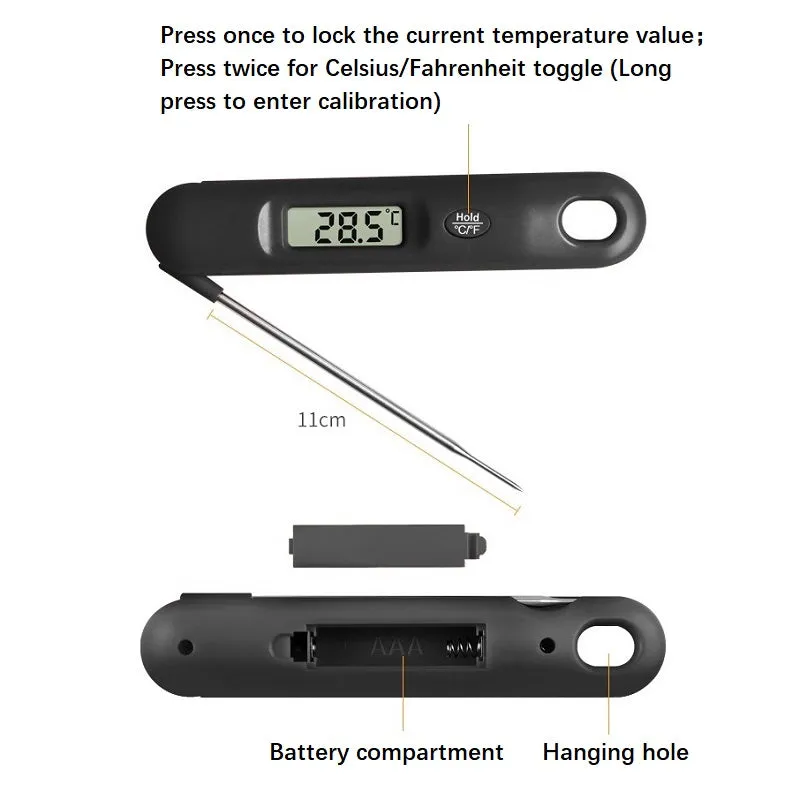 Kitchen Cooking Foldable Digital Instant Read Meat Thermometer
