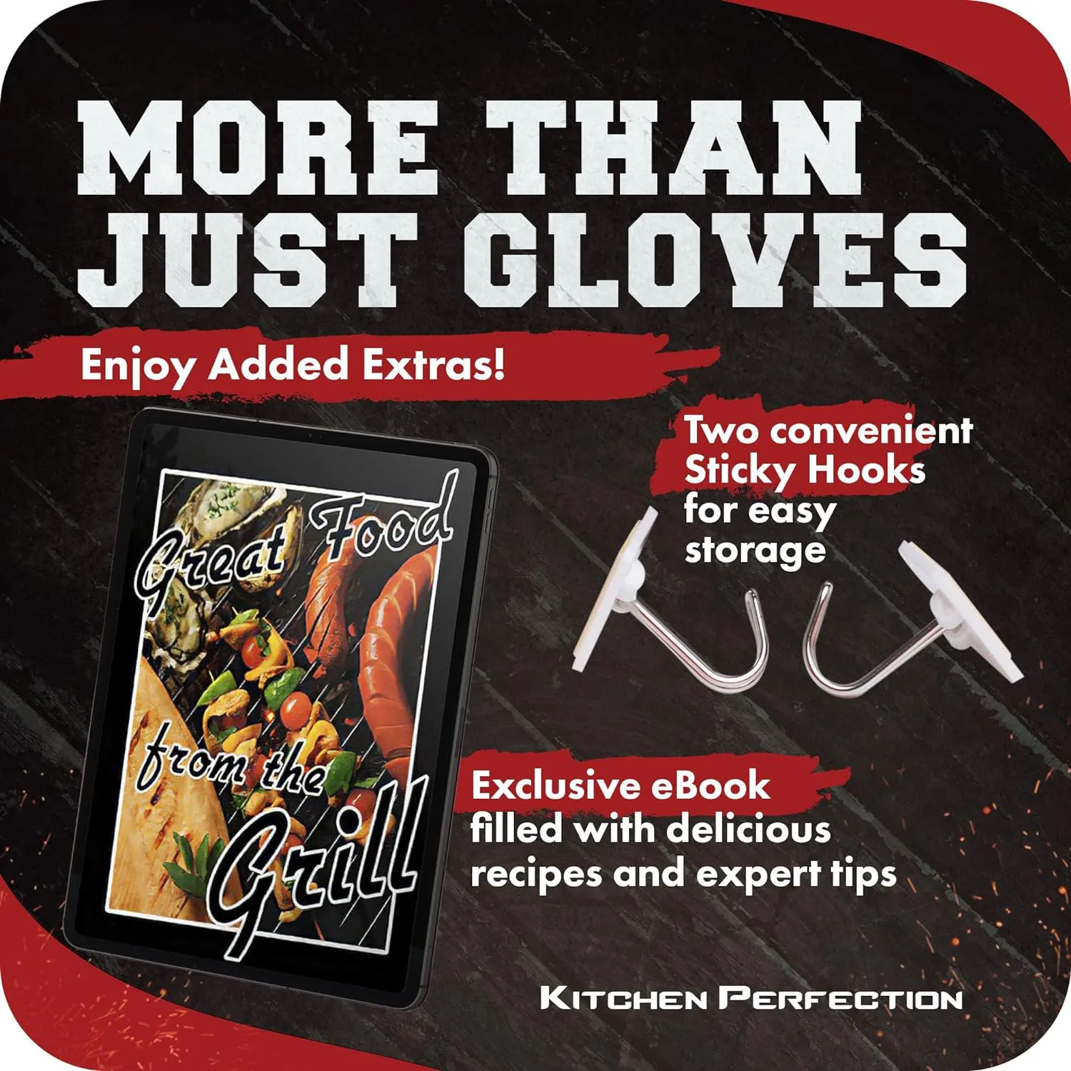 KITCHEN PERFECTION S Silicone Smoker Oven Gloves -Extreme Heat Resistant BBQ Gloves -Handle Hot Food Right on Your Grill Fryer Pit|Waterproof Oven Mitts |Superior Value Set 3 Bonuses