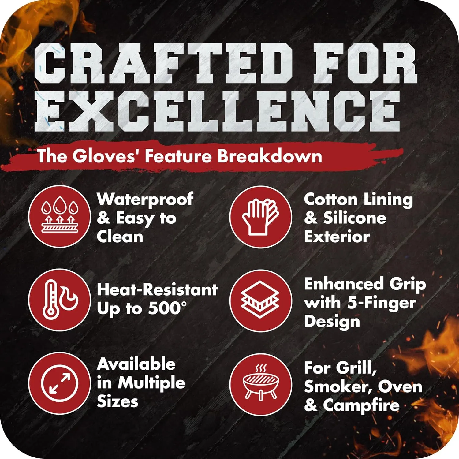 KITCHEN PERFECTION S Silicone Smoker Oven Gloves -Extreme Heat Resistant BBQ Gloves -Handle Hot Food Right on Your Grill Fryer Pit|Waterproof Oven Mitts |Superior Value Set 3 Bonuses