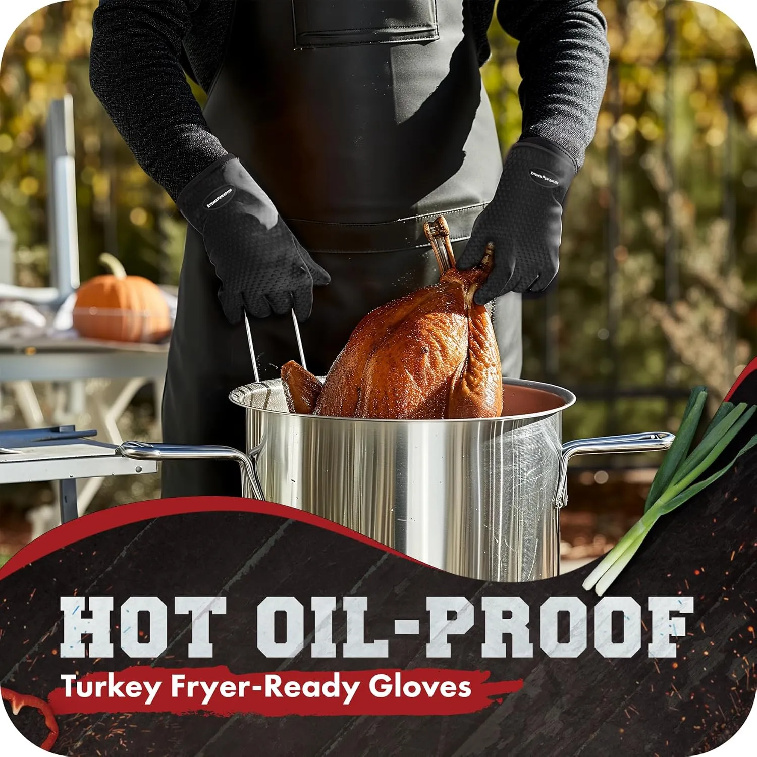 KITCHEN PERFECTION S Silicone Smoker Oven Gloves -Extreme Heat Resistant BBQ Gloves -Handle Hot Food Right on Your Grill Fryer Pit|Waterproof Oven Mitts |Superior Value Set 3 Bonuses