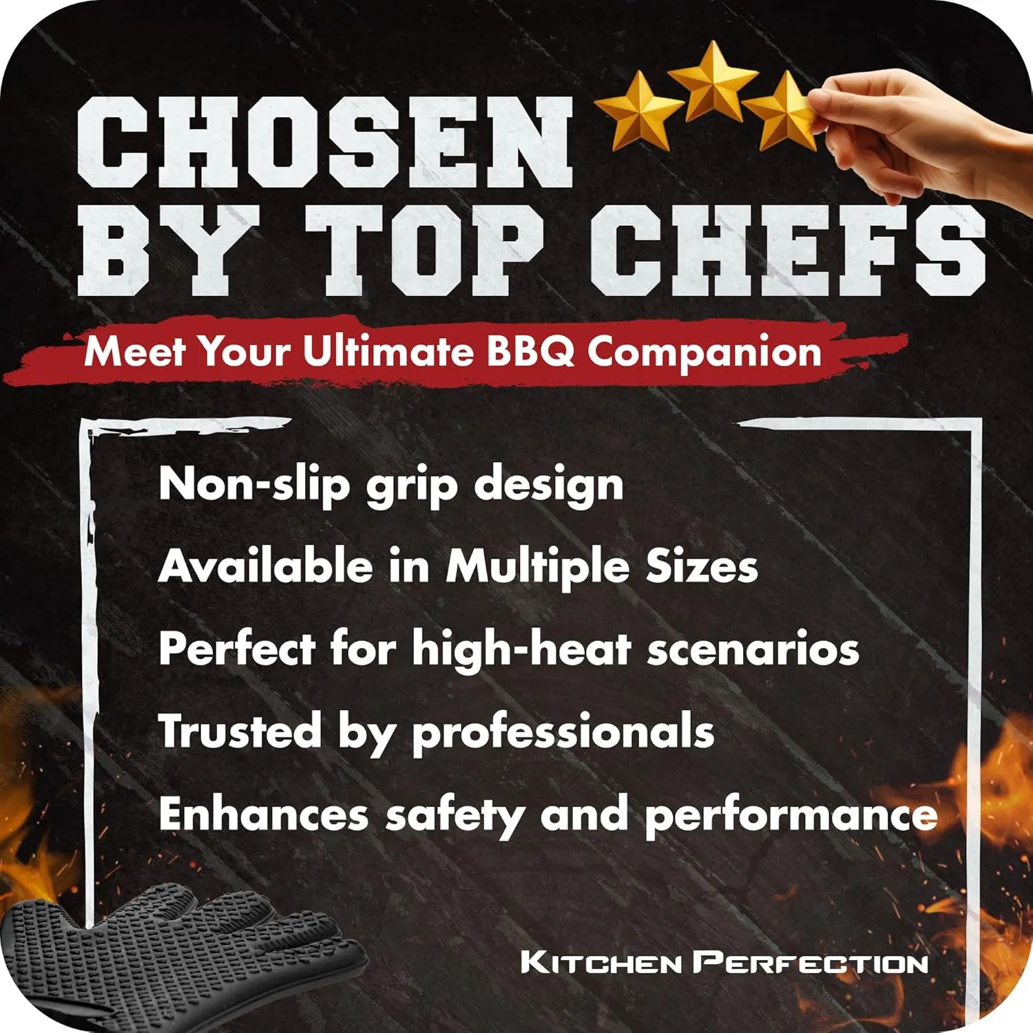 KITCHEN PERFECTION S Silicone Smoker Oven Gloves -Extreme Heat Resistant BBQ Gloves -Handle Hot Food Right on Your Grill Fryer Pit|Waterproof Oven Mitts |Superior Value Set 3 Bonuses