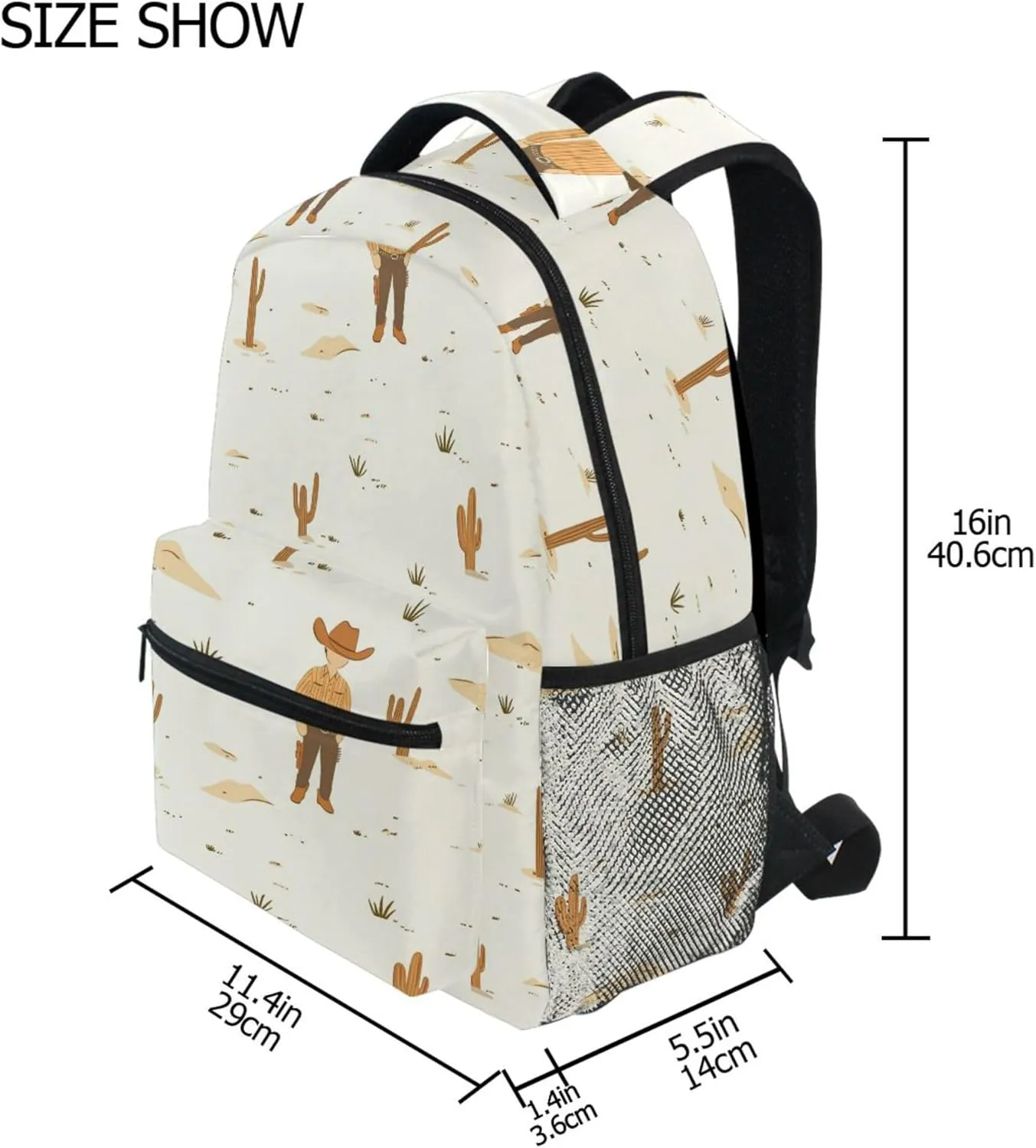 KLL Backpacks for Women Men Fashion Laptop Bag with Chest Strap for College Work Western Cowboy Boho Cactus Cowboy Vast Wilderness