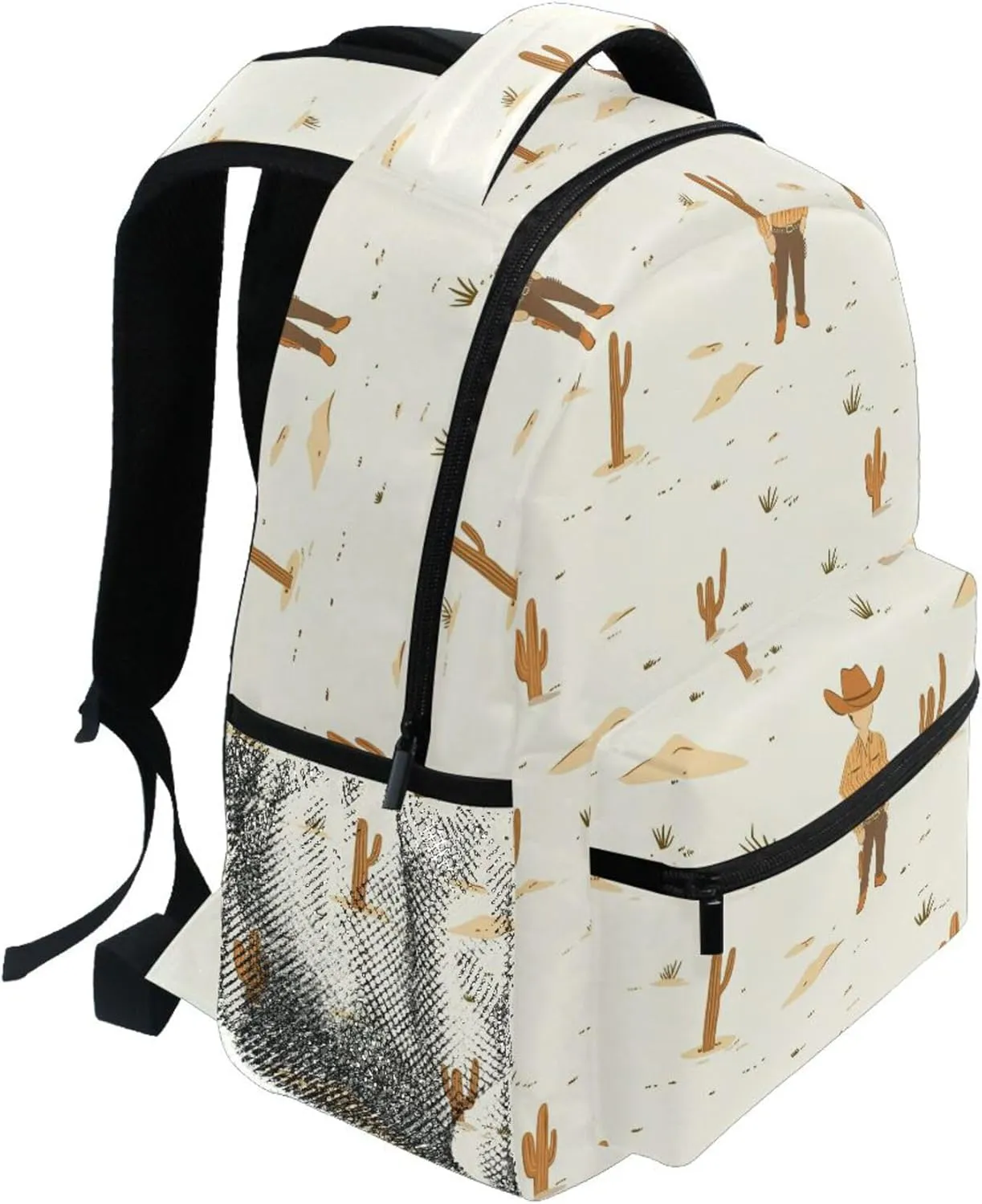 KLL Backpacks for Women Men Fashion Laptop Bag with Chest Strap for College Work Western Cowboy Boho Cactus Cowboy Vast Wilderness