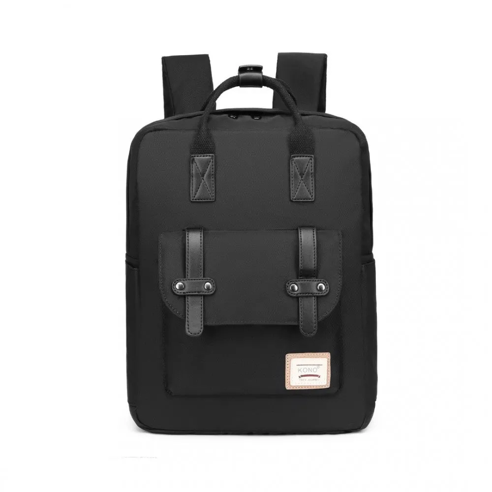 Kono Casual Daypack Lightweight Backpack Travel Bag - Black