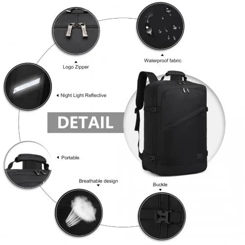 Kono Lightweight Cabin Bag Travel Business Backpack - Black