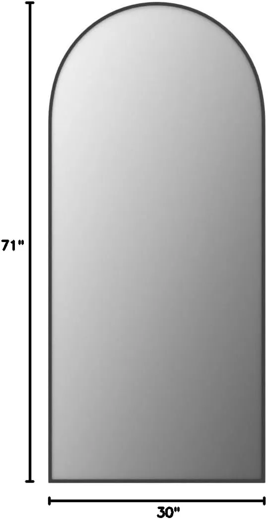 Koonmi 30"x71" Arched Full Length Mirror, Black Large Floor Mirror with Aluminum Alloy Frame Standing Hanging or Leaning Wall-Mounted Full Body Mirror for Living Room and Bedroom