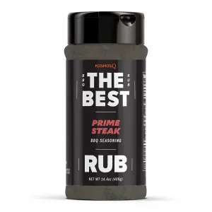 Kosmos Q The Best Prime Steak Rub - BBQ Meat Dry Rub & Prime Steak Seasoning - Use on Steak, Ribs, Pork Chops, Chuck Roast & Beef Brisket (14.4 oz)