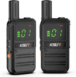 KSUN M3Plus FRS Walkie Talkie Long Range with One-Key Copy Handheld Two Way Radio with Type-C Charging Compact Emergency Radio for Camping Family Use, 2 Pack