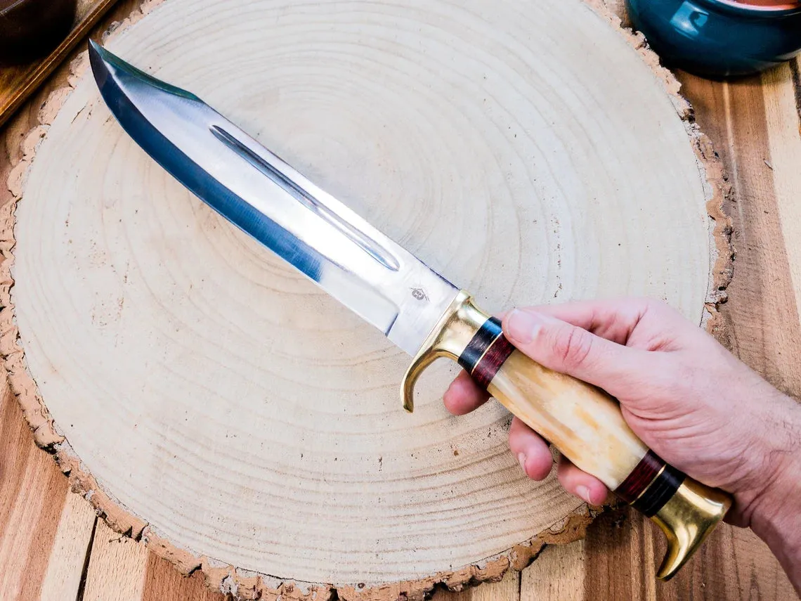 Large Bowie Knife with Bone Handle