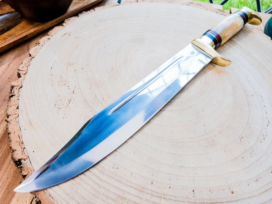 Large Bowie Knife with Bone Handle