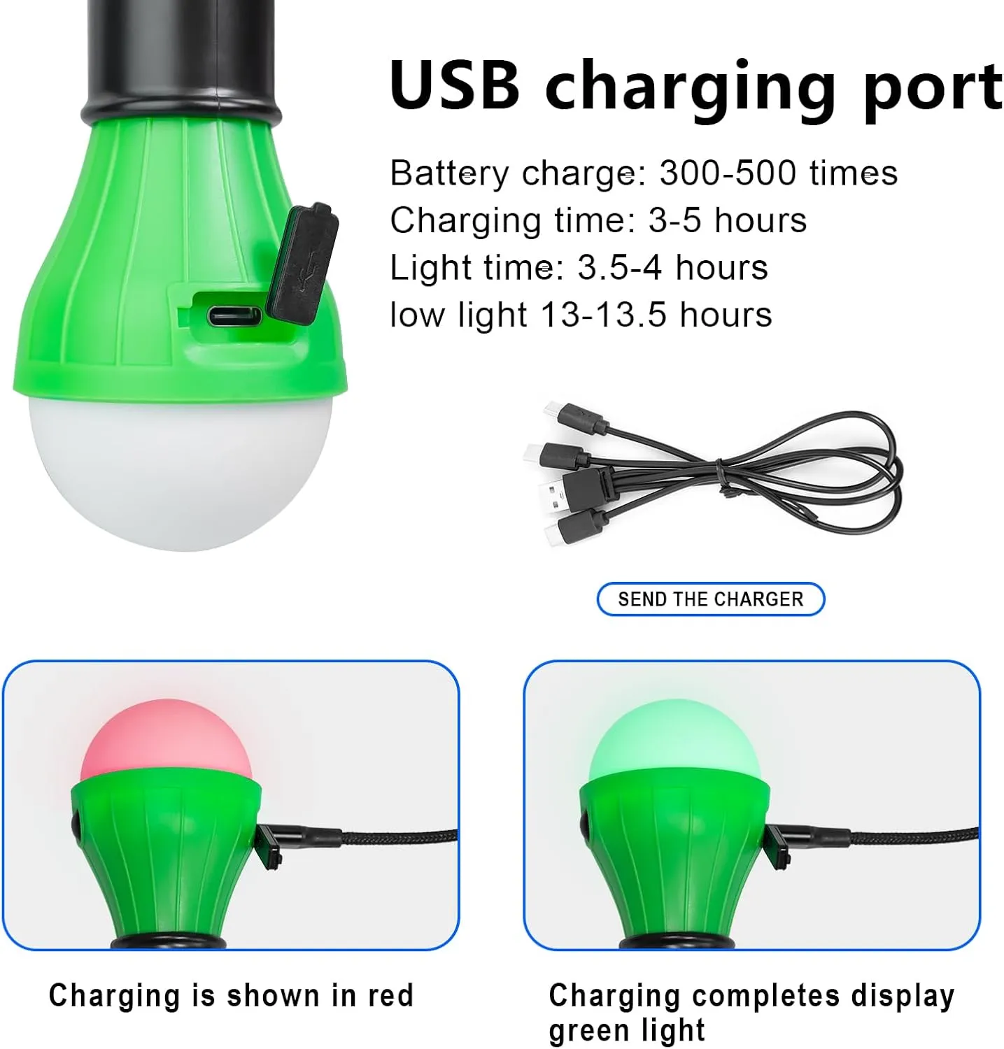 Led Camping Lantern USB Rechargeable,Outdoor Tent Lights for Camping Hanging,Kids with Clip Hook Camping Flashlight (4 Packs Black)