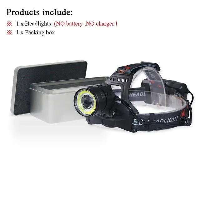 LED Headlamp usb xml t6 zoom cob Headlight Camping Head Torch waterproof Head Lantern Lamp linterna Head frontal 18650 battery