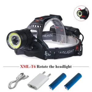 LED Headlamp usb xml t6 zoom cob Headlight Camping Head Torch waterproof Head Lantern Lamp linterna Head frontal 18650 battery