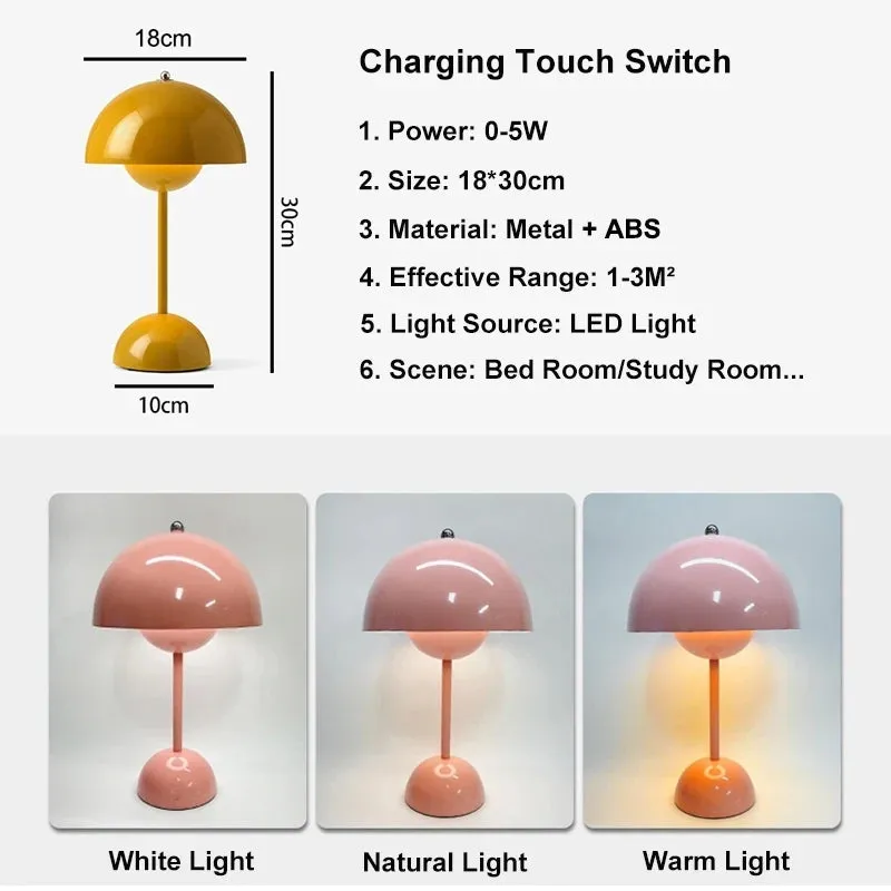 LED Table Lamp Touch Dimmable, USB Rechargeable Modern Lantern for Room Decor