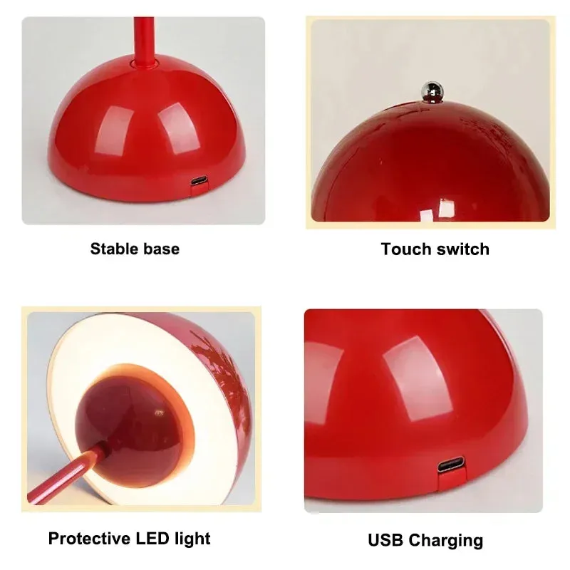 LED Table Lamp Touch Dimmable, USB Rechargeable Modern Lantern for Room Decor