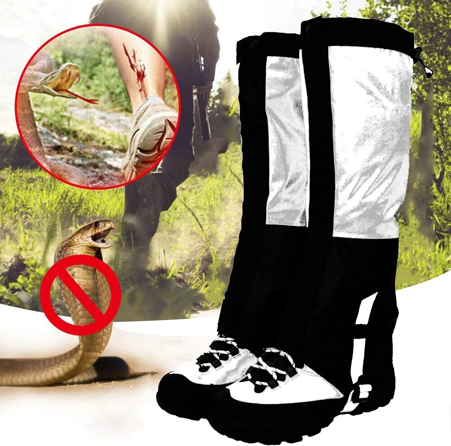 Leg Gaiters,Breathable Snake Gaiters Boots,Adjustable Lightweight Shoes Gaiters,Perfect for Snow Trail Running Hiking Walking Mountain Climbing(Size:XS~L)