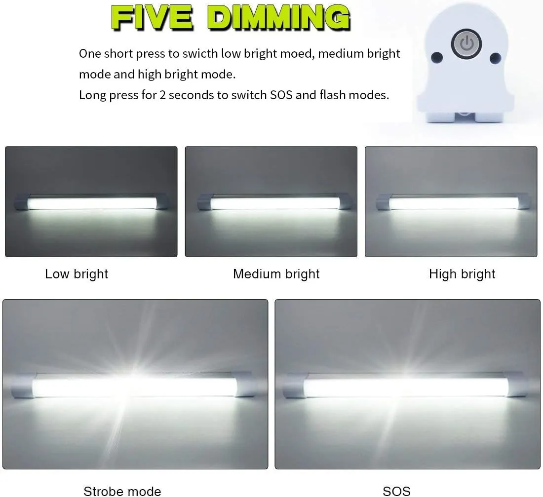 LETOUR LED Tube Magnetic Light Work Lights 6000Lumens 10400mAh 5 Lighting Options Camping Lantern USB Rechargeable Portable Battery Powered Lights with 2 Magnets Endurance for 80 Hours