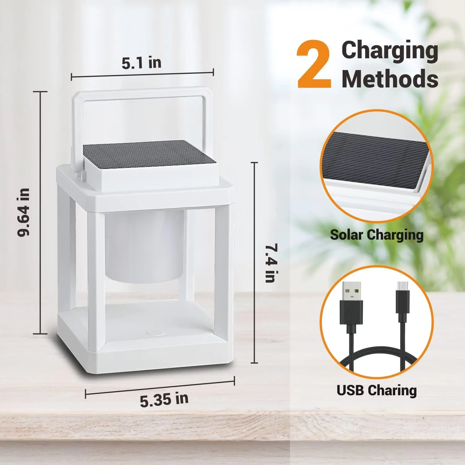 LETRY Outdoor Table Lamp, 3-Level Brightness LED Nightstand Lantern, Portable Rechargeable Solar Lamp IP44 Waterproof, Touch Control Outdoor Cordless Lantern for Patio/Walking/Reading/Camping (Square)