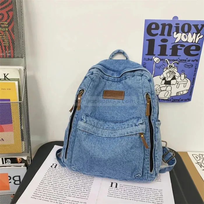 Light Blue Denim Backpack