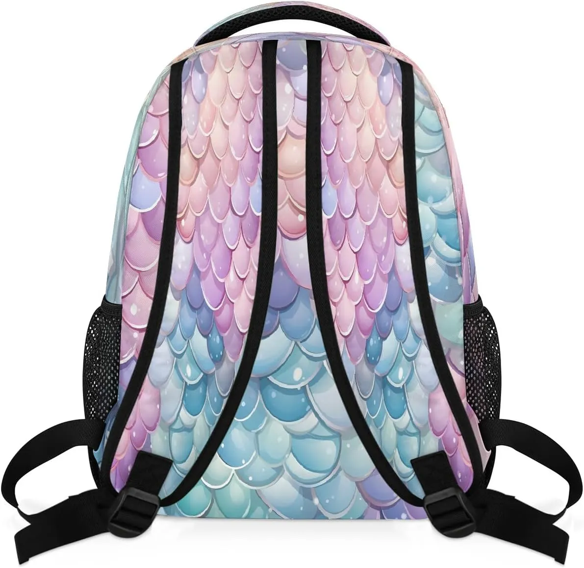 Lightweight Travel Backpack, Cute Sea Mermaid Fish Scales Large Capacity Bookbag, Waterproof Travel Bag Casual Daypack for Men Women Adults