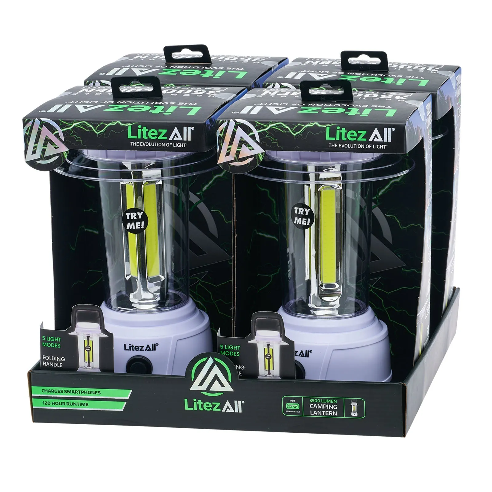 LitezAll 3500 Lumen Rechargeable Lantern with Power Bank