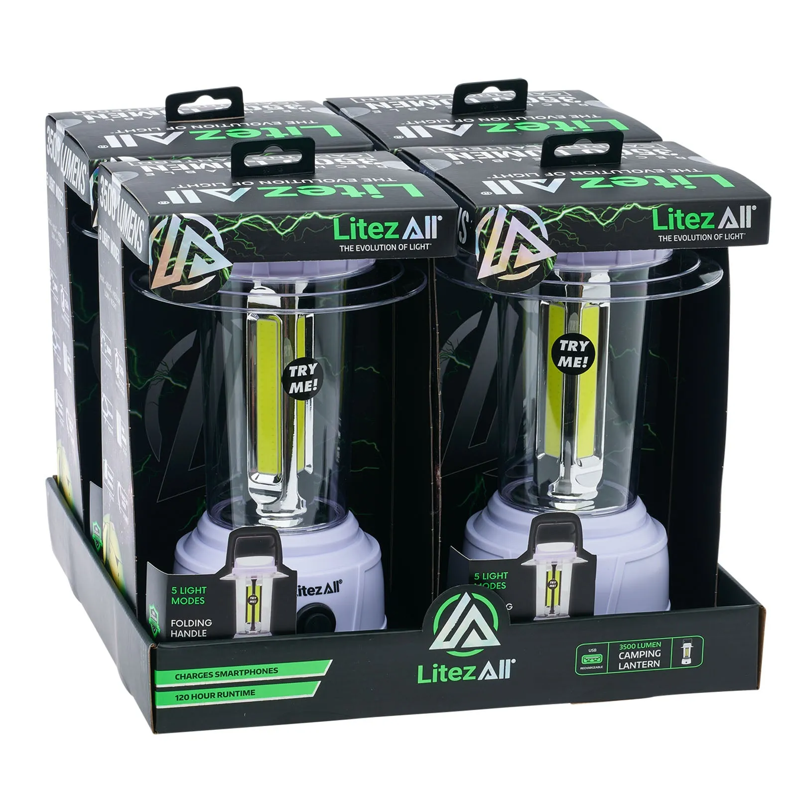LitezAll 3500 Lumen Rechargeable Lantern with Power Bank