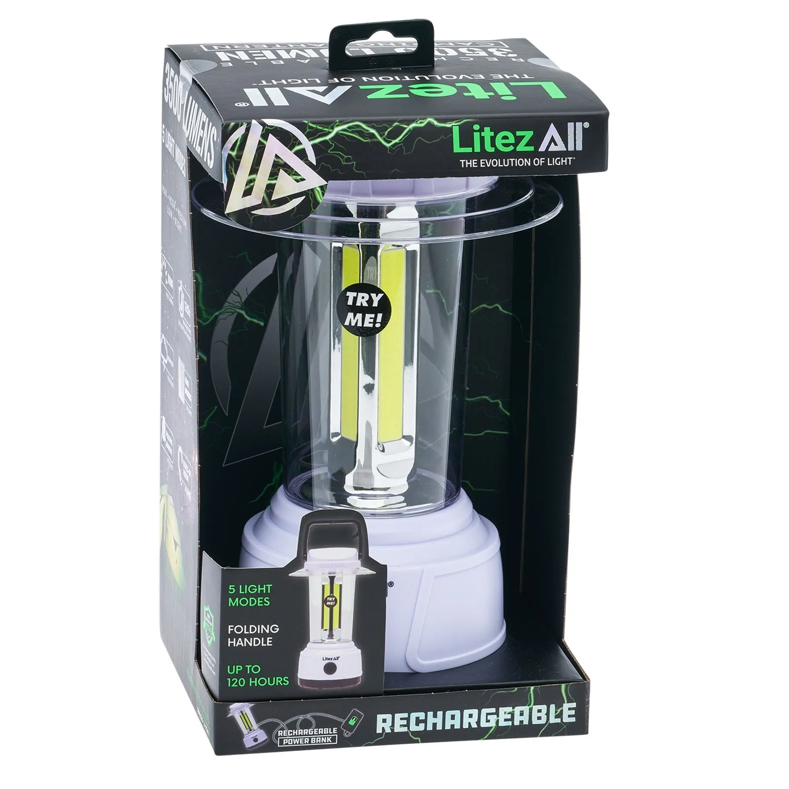 LitezAll 3500 Lumen Rechargeable Lantern with Power Bank