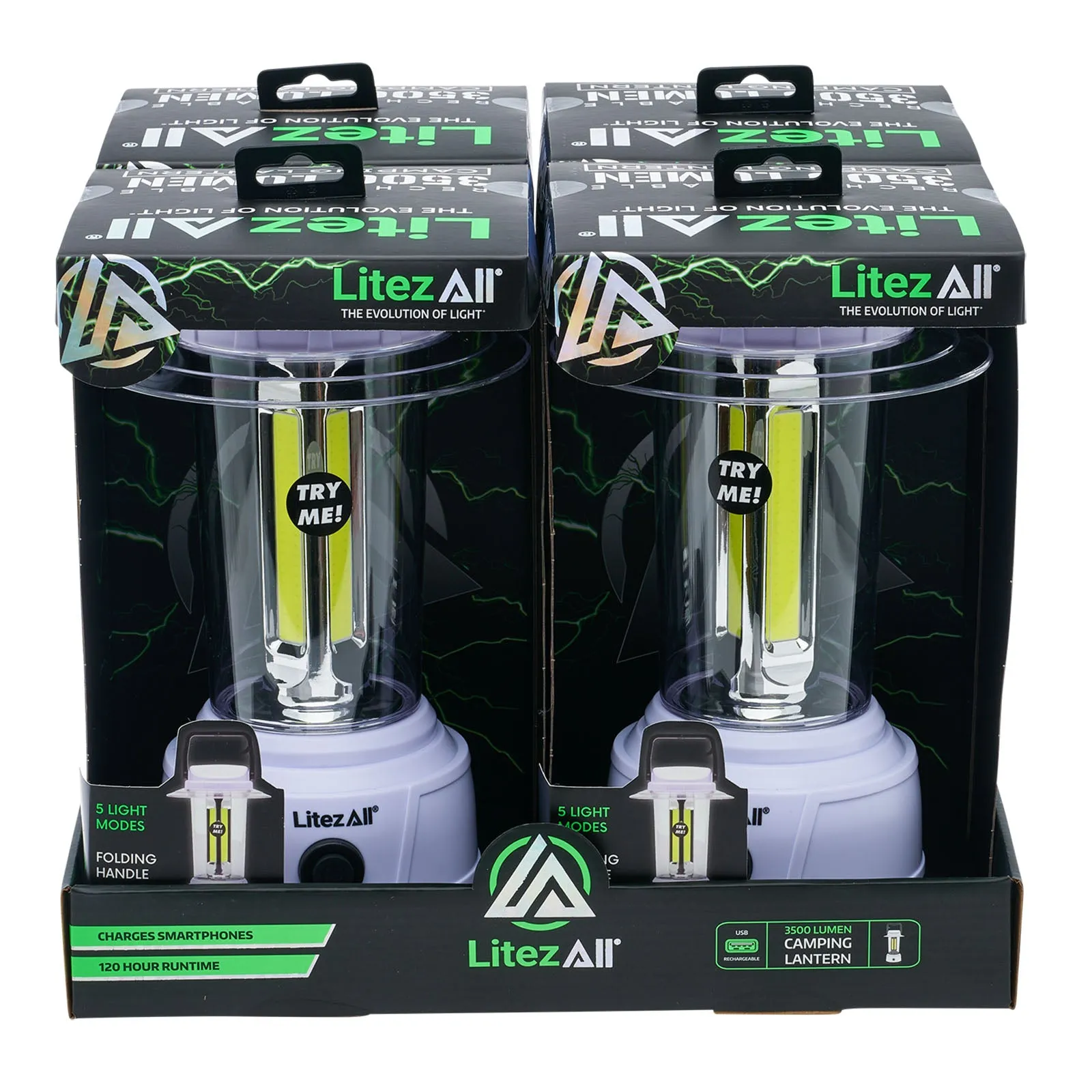 LitezAll 3500 Lumen Rechargeable Lantern with Power Bank