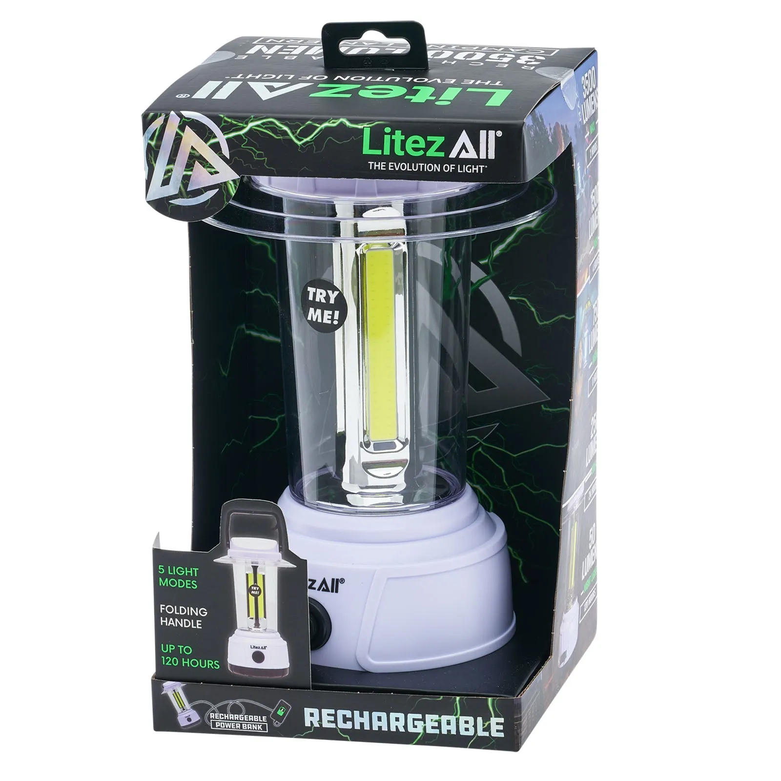 LitezAll 3500 Lumen Rechargeable Lantern with Power Bank