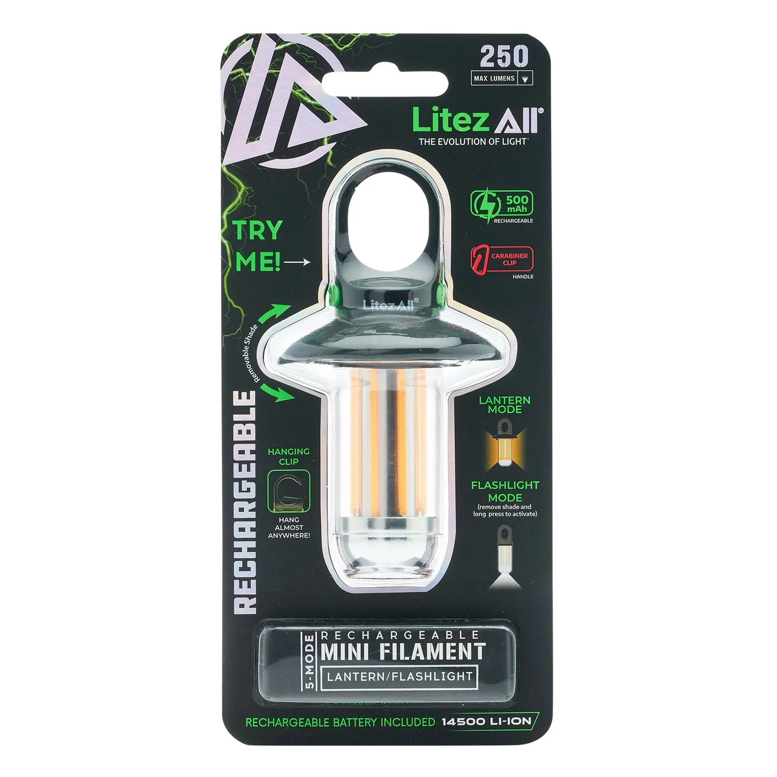 LitezAll Mini Rechargeable Lantern with Flashlight