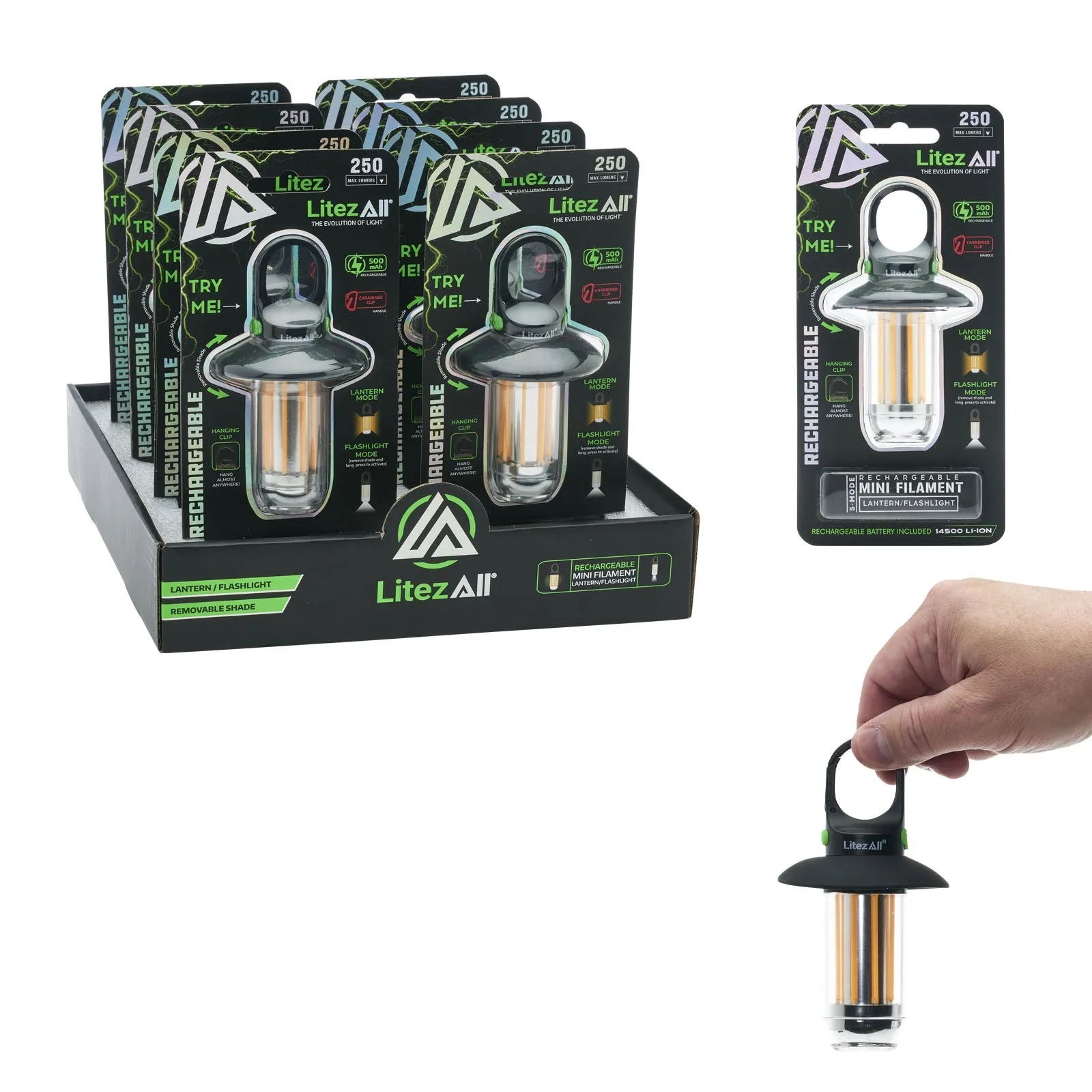 LitezAll Mini Rechargeable Lantern with Flashlight