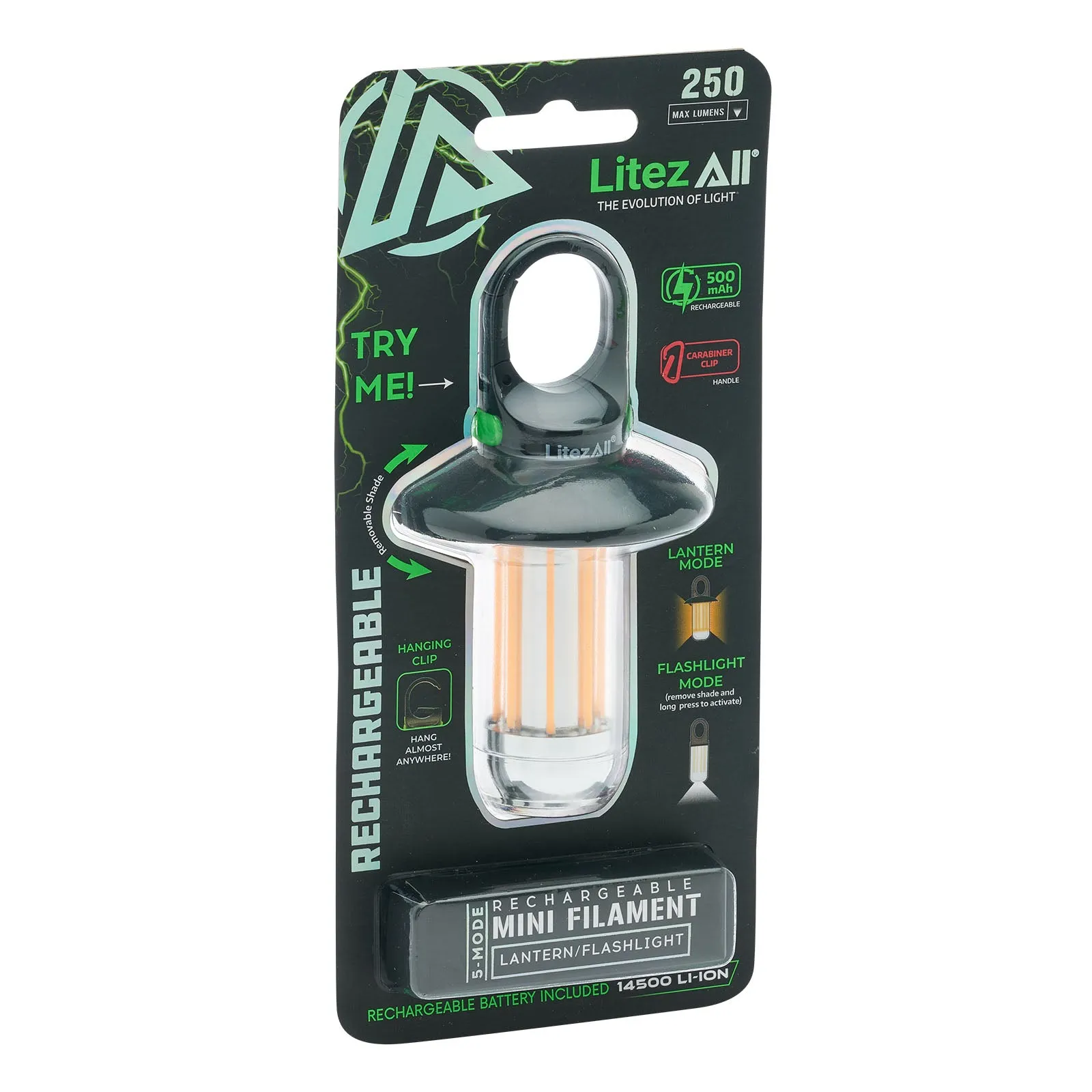 LitezAll Mini Rechargeable Lantern with Flashlight