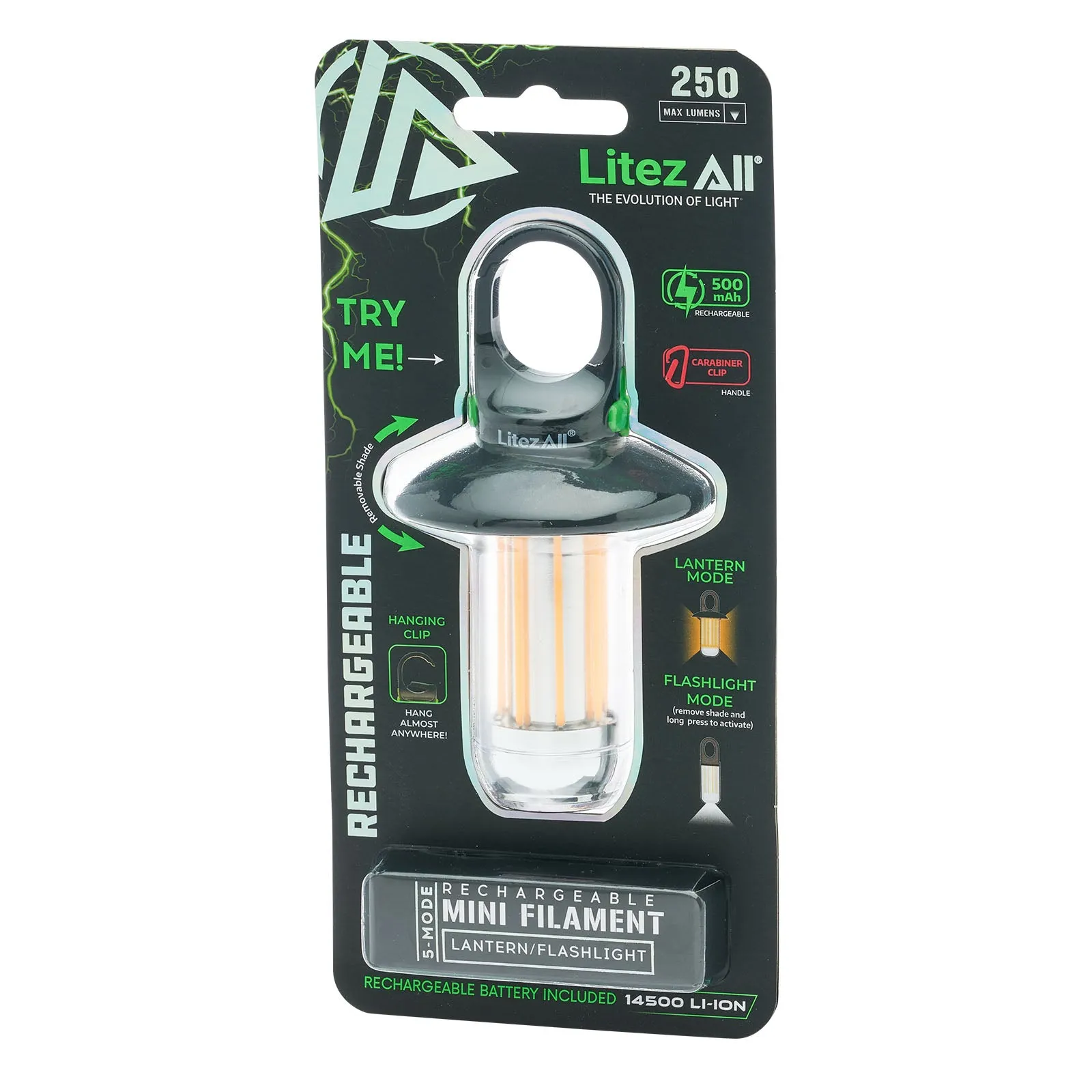 LitezAll Mini Rechargeable Lantern with Flashlight