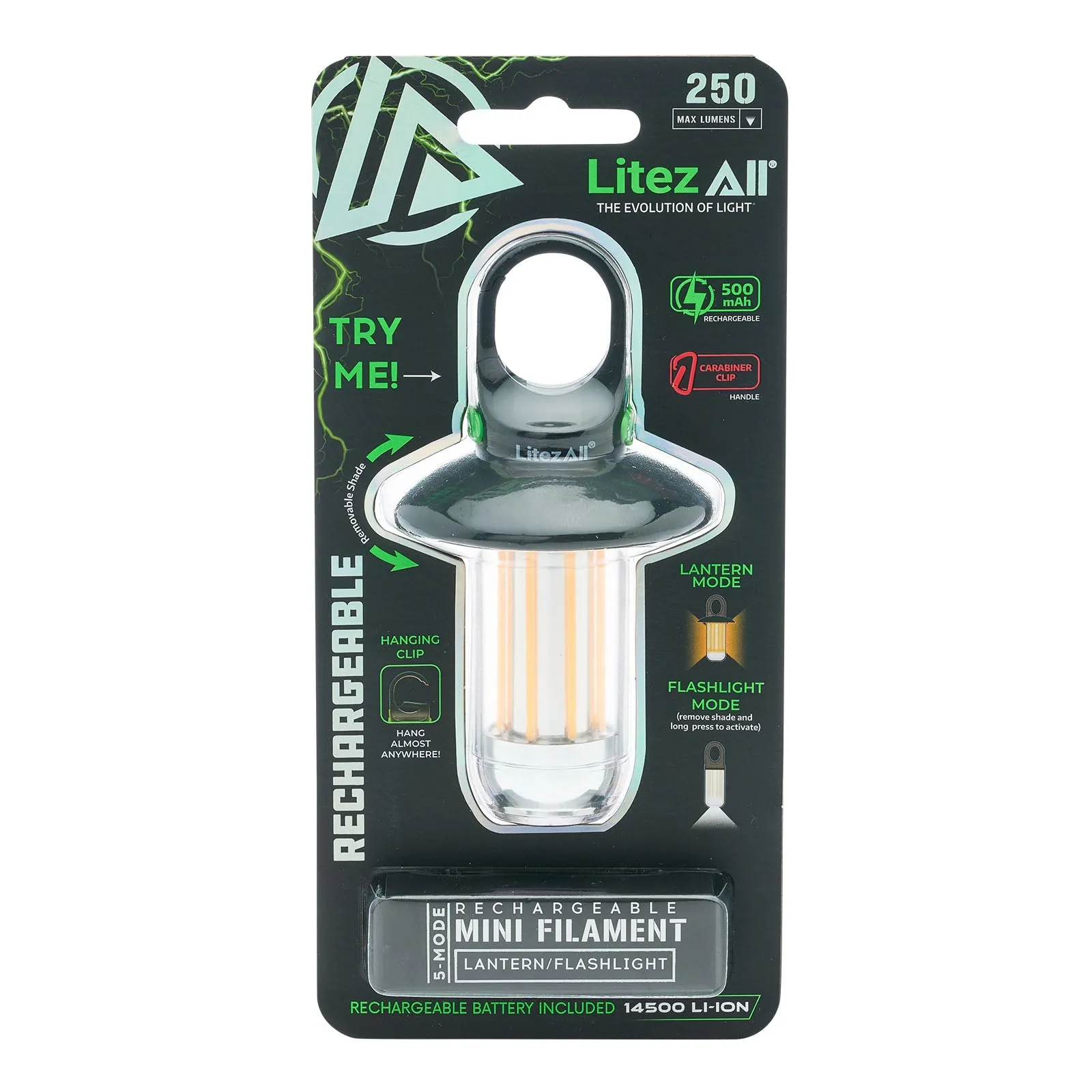 LitezAll Mini Rechargeable Lantern with Flashlight