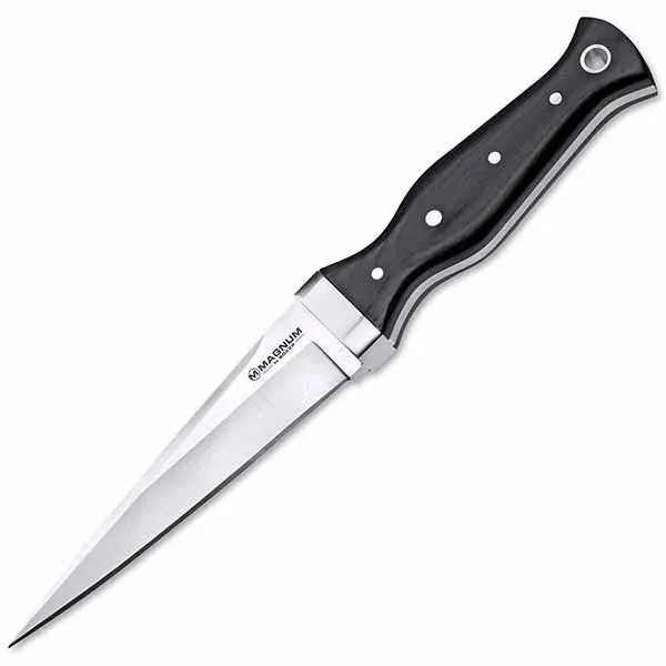 Magnum Sghian Dubh, Black Micarta, Satin Plain w-Sheath