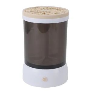 Makeup Brush Cleaner Machine, Quick Dry Semi Transparent Black Visual Body Electric Makeup Brush Cleaner ABS PC and Silicone USB Power Supply for Home (Khaki)