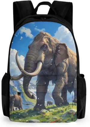 Mammoth Family Oil Painting Travel Laptop Backpack 16 Inch Computer Bag Lightweight Work Bag Daypack for Men Women