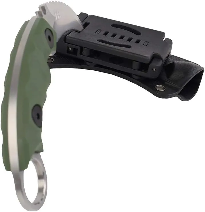 MASALONG Outdoor Survival claw Tactical teeth Knife Double edged sharp Fixed Blade Knife With Sheath (5CR Sand light Green handle)