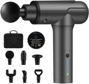 Massage Gun, Electric Back Massages for Pain Relief, 6 Adjustable Speed & 6 Specialized Massager Head, Ergonomic Desion, Chargeable Portable Handbag Muscle Massage Gun Athletes&Office Workers