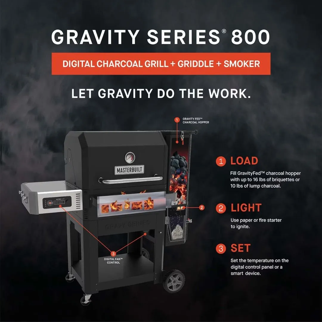 Masterbuilt Gravity Series® 800 Digital Charcoal Griddle   Grill   Smoker - MB20040221