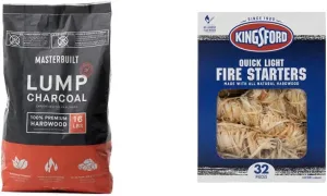 Masterbuilt Lump Charcoal and Kingsford Quick Light Fire Starters Bundle