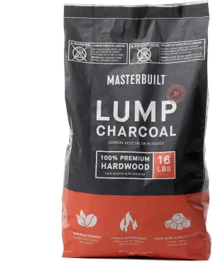 Masterbuilt® Premium Hardwood Lump Charcoal for Gravity Series Charcoal Grill and Smokers, Compatible with All Barrel, Kamado, and Kettle Grills, 1 Pack, 16LB