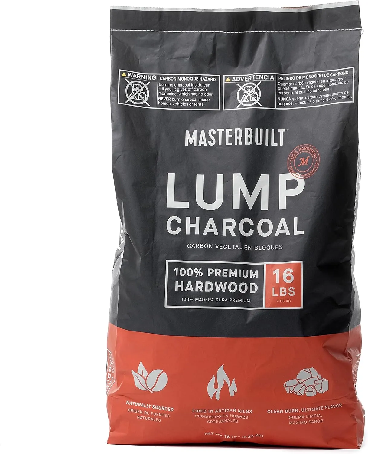 Masterbuilt® Premium Hardwood Lump Charcoal for Gravity Series Charcoal Grill and Smokers, Compatible with All Barrel, Kamado, and Kettle Grills, 1 Pack, 16LB