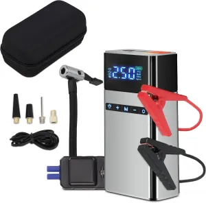 maXpeedingrods Car Jump Starter with Air Compressor, 2500A 150PSI Portable Jump Starter Battery Pack (All Gas/5.0L Diesel), 12V Lithium Jump Box Car Battery Jumper Starter, LCD Display, Silver